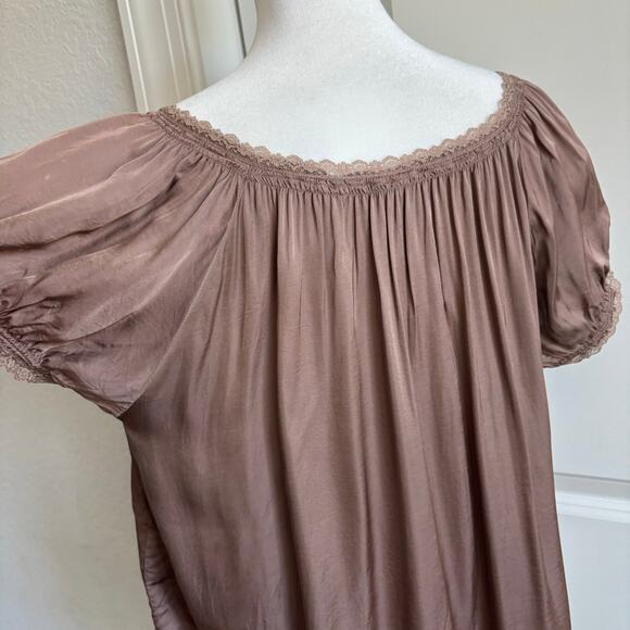 By Anthropologie Short Sleeve Silky Peasant Top M Coquette Prairie Cottage-core - Picture 9 of 13